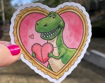 NEW! REX from Toy Story Valentine Sticker | Water Resistant Vinyl Sticker