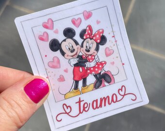 NEW! TRUE LOVE "Te Amo" Mickey & Minnie Sticker | Vinyl, Water Resistant, Bottle or Notebook Sticker, Valentine, Minnie Mouse