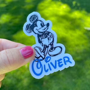 PERSONALIZED | Mickey | Vinyl Sticker | Classic Disney Character | Water Bottle, Computer, Notebook Sticker | Water Resistant