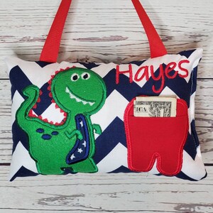 Niños personalizado almohada de hada de los dientes tema de dinosaurio, carta de dientes incluido!  ,