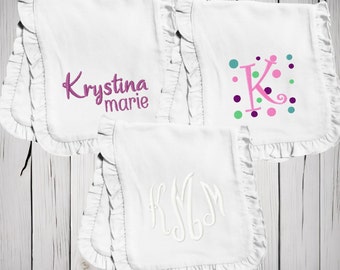 Set of three personalized embroidered burp cloths, monogrammed baby gift, burp cloths, baby gift, baby shower gift,