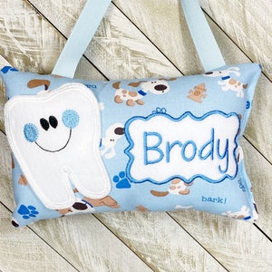 Cojín del hada de los dientes, patrón de perrito, tabla de dientes opcional disponible, ,