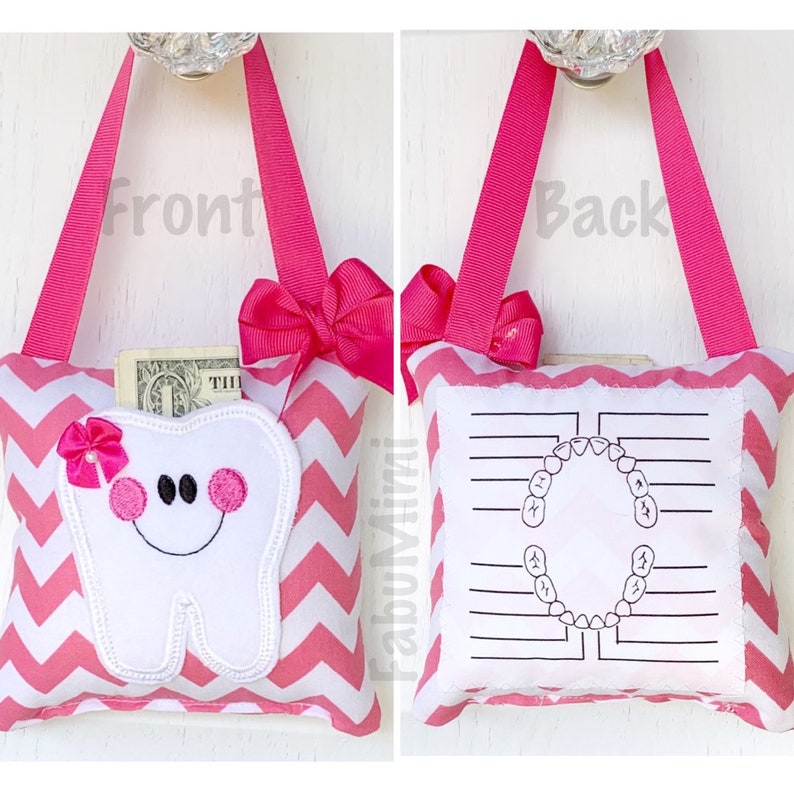 choose your color or fabric Tooth fairy pillow with tooth chart READY TO SHIP! chevron FabuMimi Original
