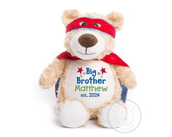 Personalized Big Brother Stuffed Animal - Sibling gift - Embroidered Stuffed Animal - Personalized Plush - Big Brother Gift - New baby