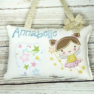 Almohada de hada de los dientes personalizada para niñas, hada, tabla de dientes incluida. !,