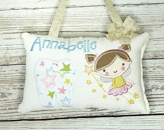 Girls personalized tooth fairy pillow, fairy, tooth chart included! !,
