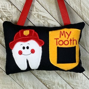 Almohada de hada de los dientes personalizada, almohada de dientes de bombero, bombero, diente de niño, almohada de dientes de niñas, tabla de dientes opcional.