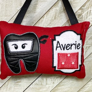 Oreiller personnalisé fée des dents, oreiller dent Ninja, oreiller fée des dents garçon, oreiller dent fille, carte dentaire inclus ! !