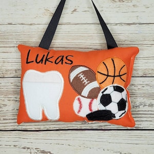 Almohada de hadas dental personalizada, almohada de dientes deportivos, almohada de hadas de dientes para niños, almohada de dientes para niñas, tabla de dientes incluida!
