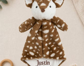 Personalized Lovey Lovie, Embroidered Plush Security Blanket, 14 Inch, Custom Name, Newborn Gift