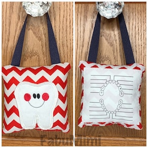 Oreiller de fée des dents avec carte dentaire en option, chevron, choisissez votre couleur ou votre tissu ! ,