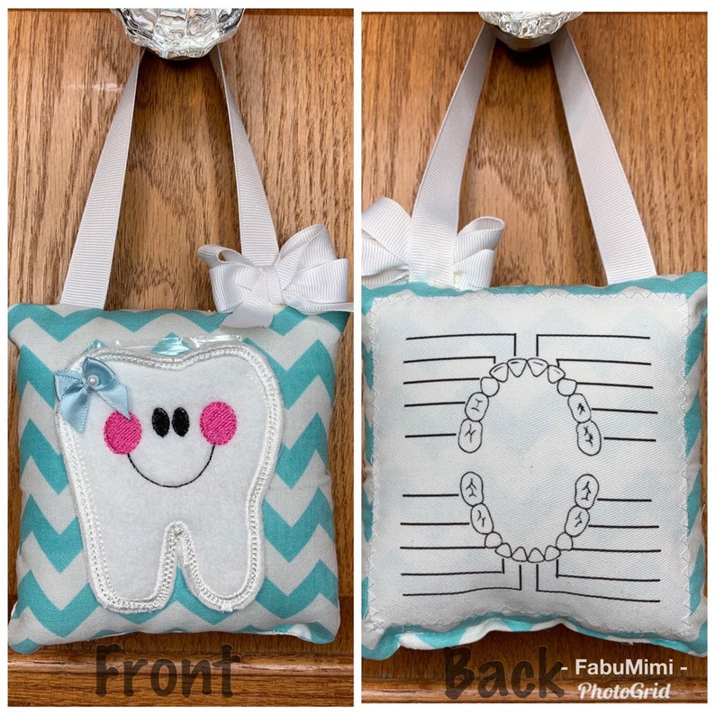 choose your color or fabric Tooth fairy pillow with tooth chart READY TO SHIP! chevron FabuMimi Original