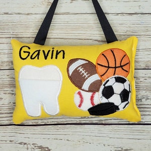 Almohada de hadas dental personalizada, almohada de dientes deportivos, almohada de hadas de dientes para niños, almohada de dientes para niñas, tabla de dientes incluida!