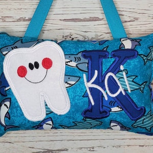 Almohada de hadas de dientes personalizada, tiburón, elija su versión, tabla de dientes disponible, ,