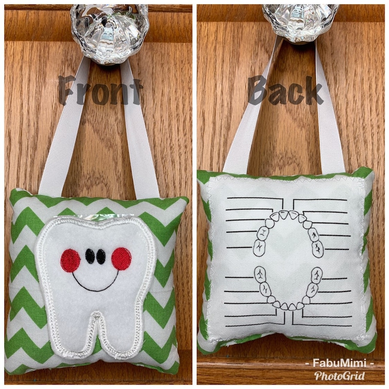 choose your color or fabric Tooth fairy pillow with tooth chart READY TO SHIP! chevron FabuMimi Original