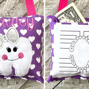 Tooth fairy pillow with optional chart and personalization, choose your fabric!