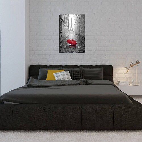 Startonight Canvas shops Wall Art Black and White Abstract Paris and Red Umbrella, Dual View Surprise Artwork Modern Framed Ready to Hang Wall Art