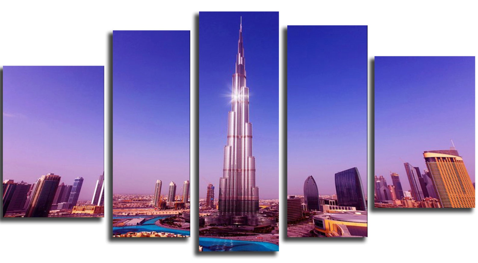Glass Wall Art Acrylic Decor Set Burj Khalifa Dubai 5 Stars Etsy