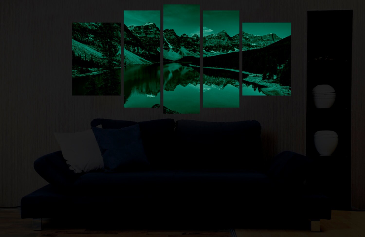 Glass Wall Art Acrylic Decor Set Mountain Lake 5 Stars Gift Etsy