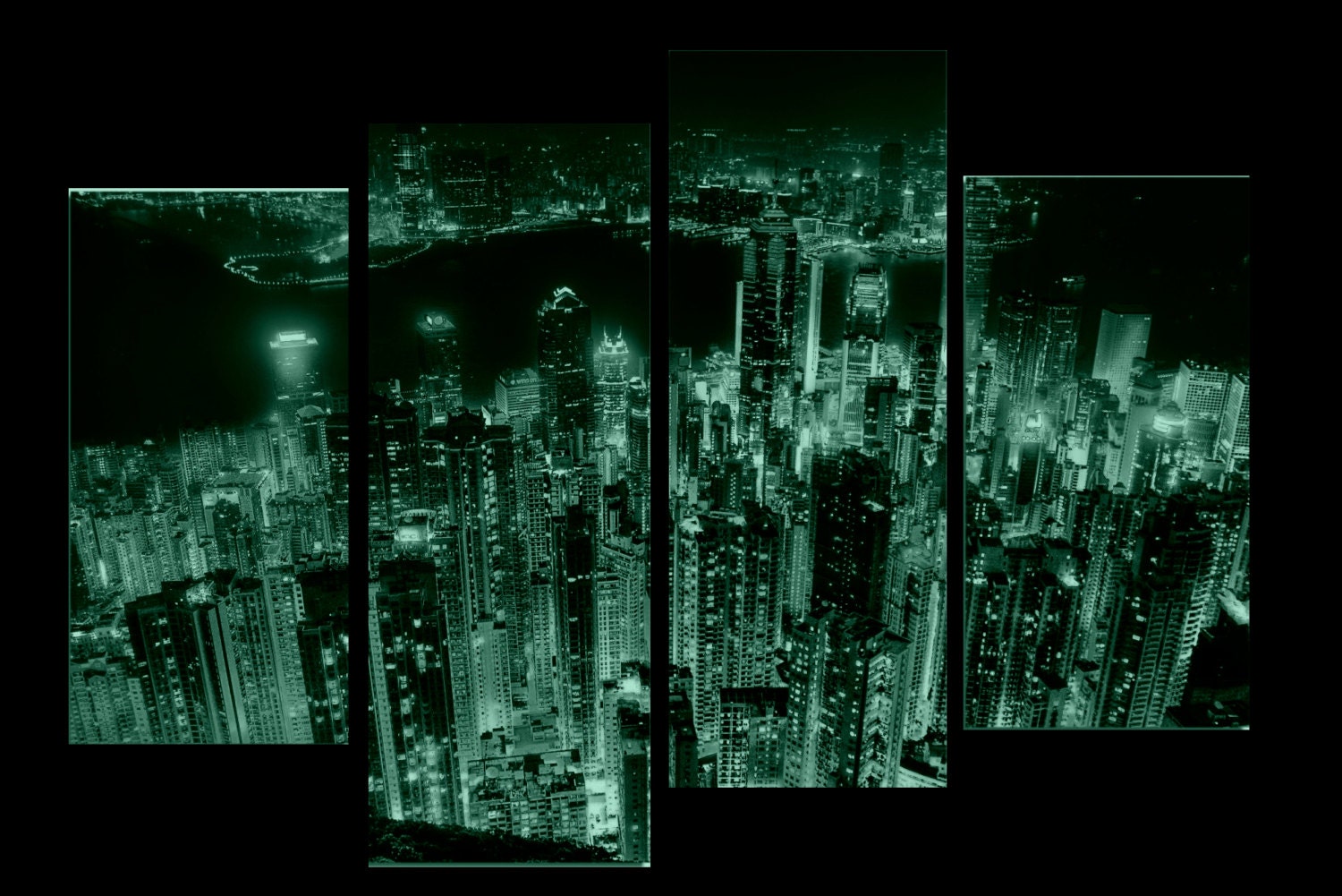 Glass Wall Art Acrylic Decor Set Hong Kong at Night 5 Stars Etsy