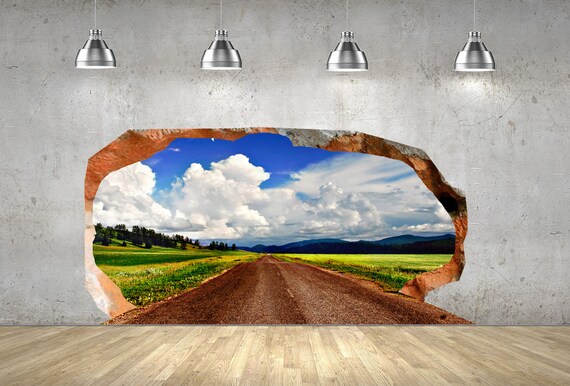 Startonight Carretera Mural Pared Arte Foto 3d Ver Nubes De Etsy