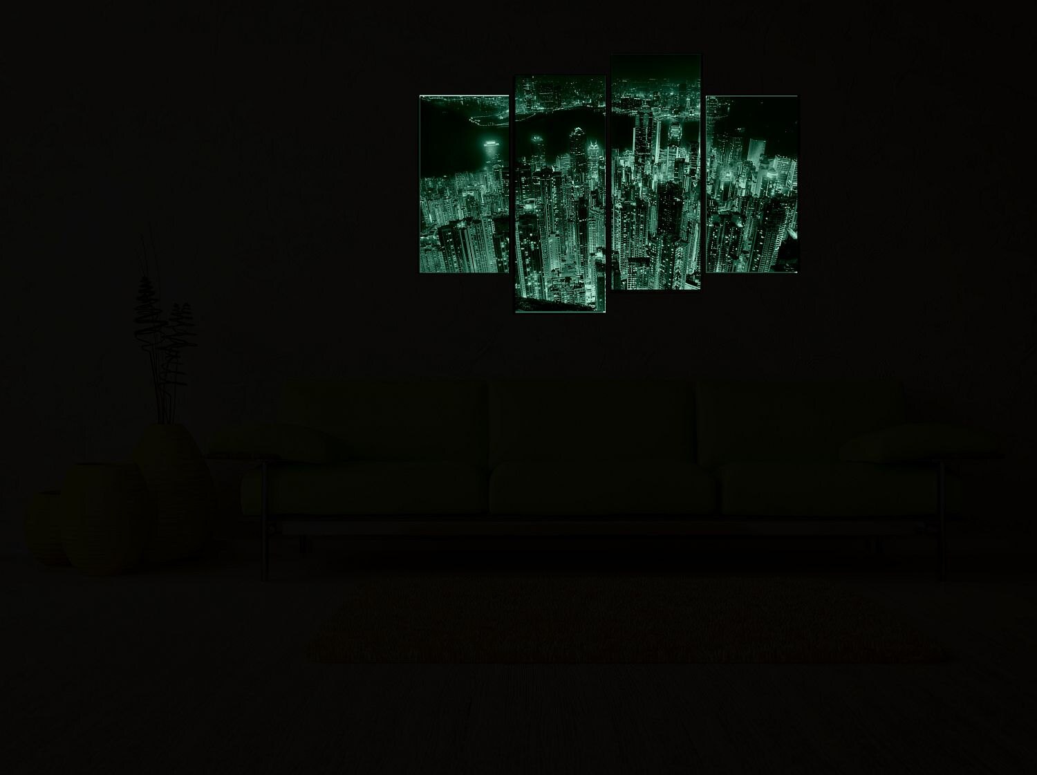 Glass Wall Art Acrylic Decor Set Hong Kong at Night 5 Stars Etsy