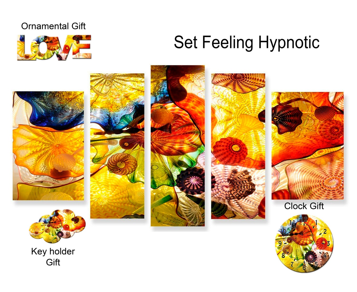 Glass Wall Art Acrylic Decor Collection Hypnotic Clock Key Etsy