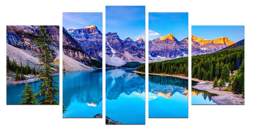 Glass Wall Art Acrylic Decor Set Mountain Lake 5 Stars Gift Etsy