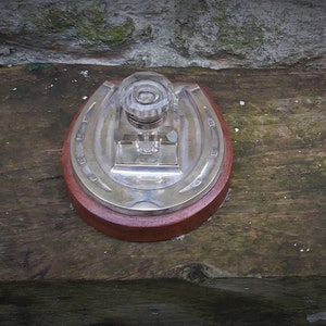 Antique Edwardian Silver Plated Horse Shoe Crystal Glass Inkwell - Signed Daniel Arter
