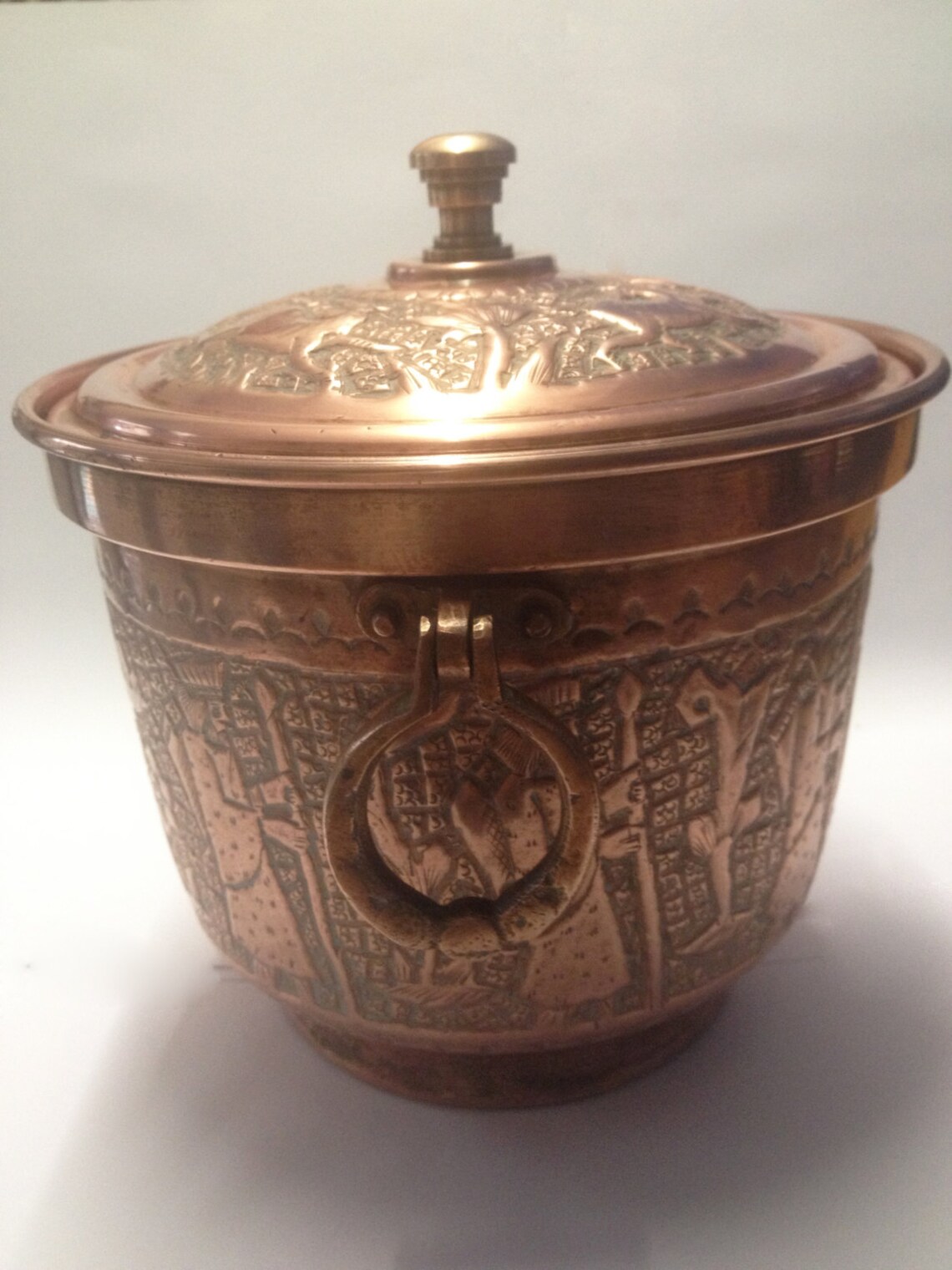 Vintage Hammered Copper Ice Bucket with Lid stamped Nader Etsy
