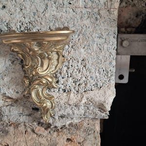 Ornate Small Pair Brass Baroque Style Wall Shelf