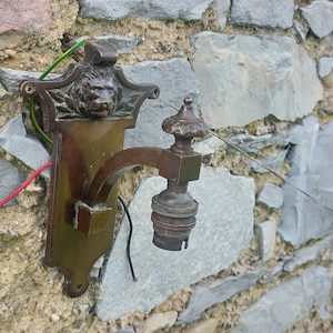Douilles électriques antiques Lion en grêle - Fabrication anglaise estampée