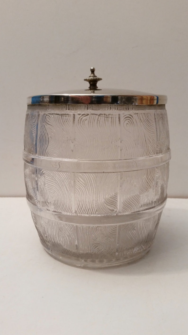 Vintage Molded Glass Art Deco Ice Bucket shaped like a Barrel Etsy