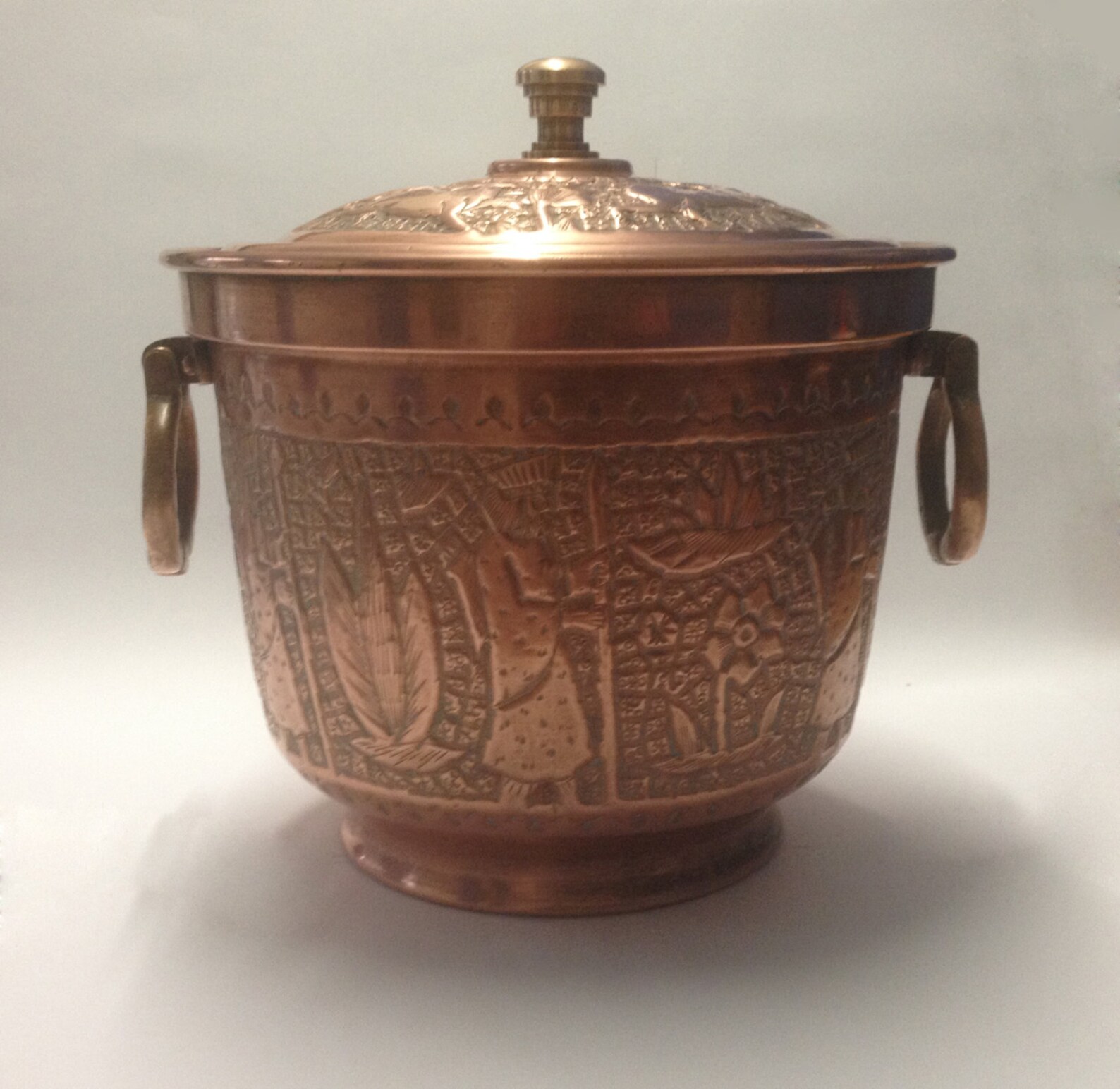 Vintage Hammered Copper Ice Bucket with Lid stamped Nader Etsy