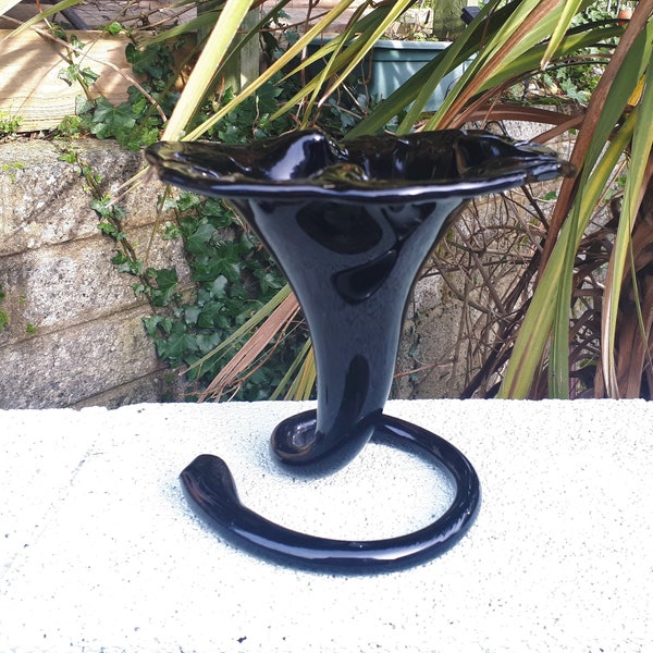 Vintage Art Nouveau Style Black Lily Vase with twirling stem to form base