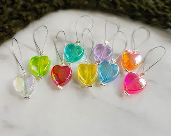 Heart Knitting Stitch Markers - Rainbow