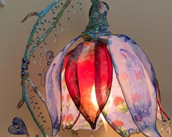 Our Lady of Fatima Flower Lamp Unique Artisan Religious Light Sacred Accent Nightlight Tabletop Mother Mary