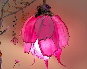 Pretty Pink Lamp Flower Lamp Unique Fairy Room Light Accent Table Lamp