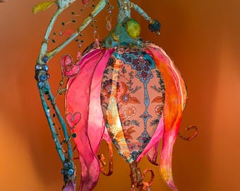Beautiful Flower Lamp Fabric Floral Accent Light Fairy Room Lighting Valentines Gift Heart