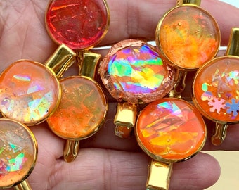 Flashy Orange Peach Hair Clips Small Accent Hair Accessories