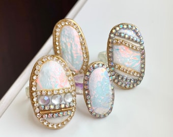 Fun Resin Rings Pastel Rings Lightweight  Plastic Rings Sparkly Crystal Ring