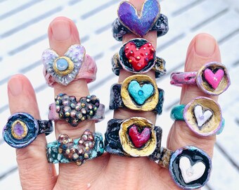 Fun Rings Heart Rings Valentines Day Gift Party Favor Cute Rings Clay Ring Delicate Ring