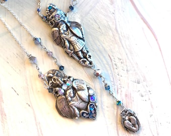 Collar de Ángel Miguel San Miguel Joyería Sagrada Religiosa Plata Fina Estilo Viejo Mundo Artesano