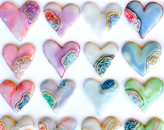 Heart Ornaments Pastel Faux Geode Druzy Heart Heart Decoration Clay Hearts Party Favor Heart Gift