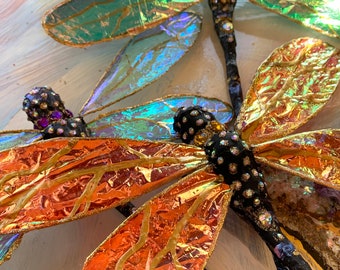 Unique Magical Dragonfly Ornament Dragonfly Wall Hanging Crystal Dragonfly Handmade Dragonfly