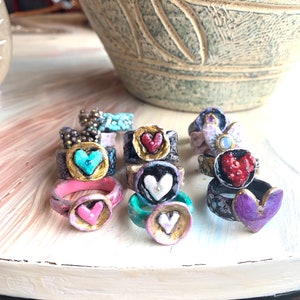 Fun Rings Heart Rings Valentines Day Gift Party Favor Cute Rings Clay Ring Delicate Ring image 3