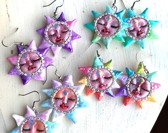 Colorful Fun Handmade Sun Earrings