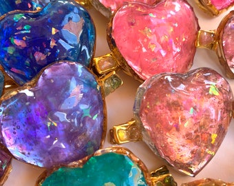 Pinzas para el cabello con forma de corazón de colores, jugoso corazón de acuarela, lindos accesorios para el cabello con forma de corazón rústico, corazón rosa, corazón morado, corazón verde, corazón amarillo y azul.