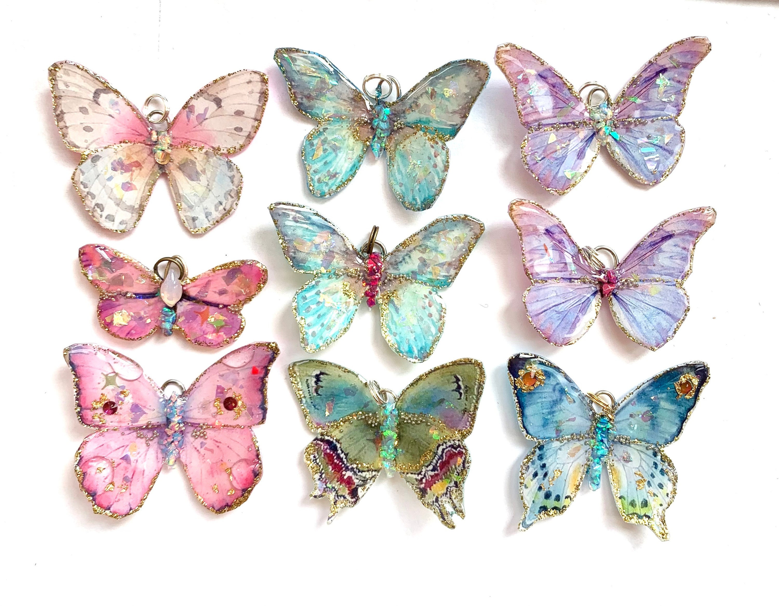 Set of 100, Acrylic Butterfly Beads, Plastic Acrylic Beads, Mixed Color  Butterflies, Butterfly Beads, Craft Beads, Jewelry Making, 21H 