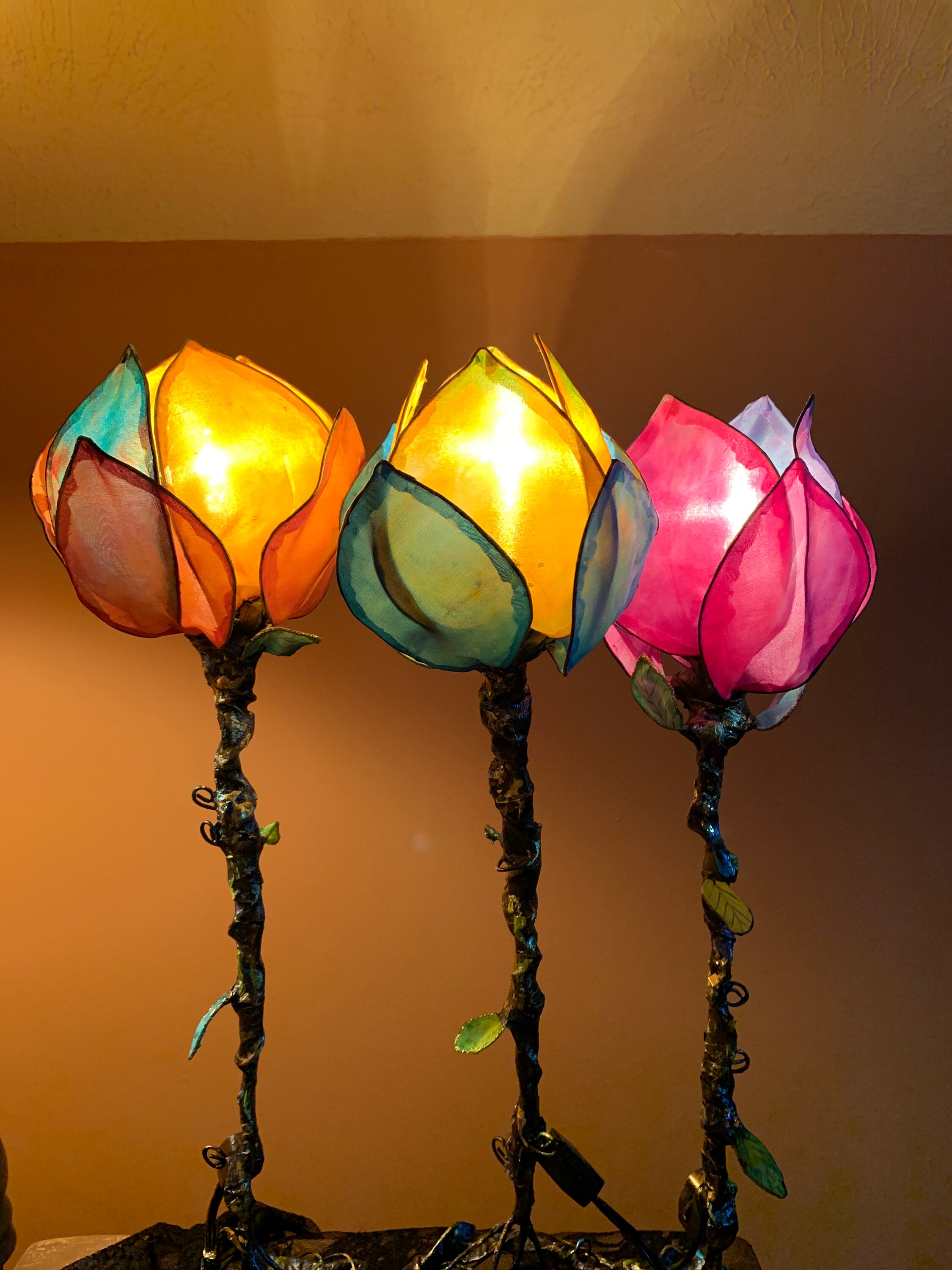 MADE TO ORDER Small Rosebud Lamp Flower Lamp Lightweight Etsy